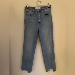 Just Black Denim | Straight Leg Frayed Jeans | Size 28